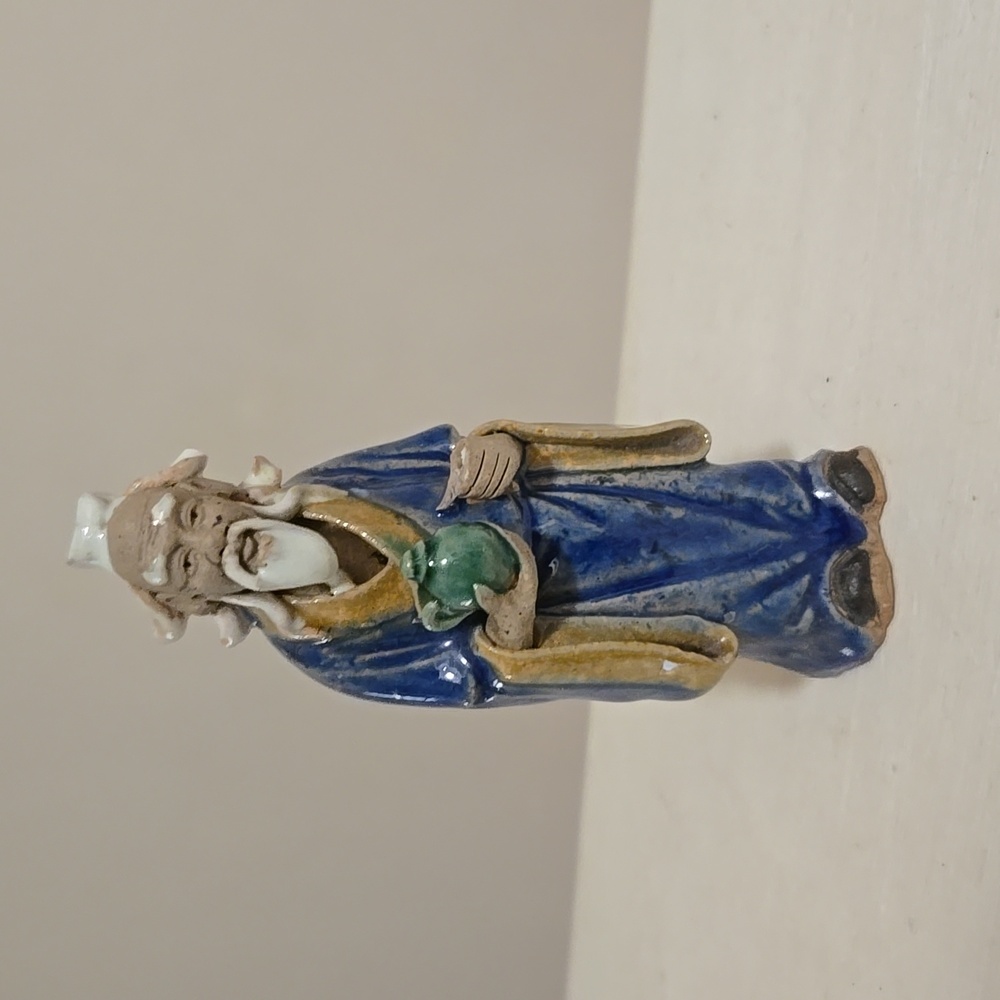 Antique Handmade Chinese Shiwan Glazed Clay Pottery Mudman Figurine